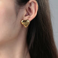 Polished Sculptural Heart Earrings
