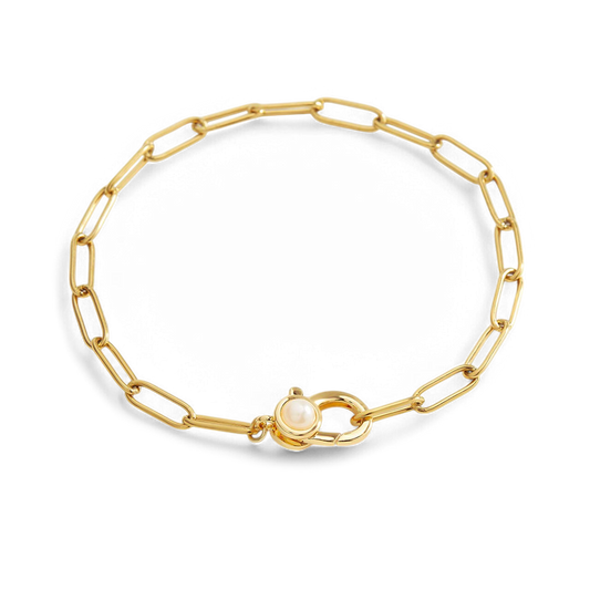 Paperclip Bracelet with Pearl Accent