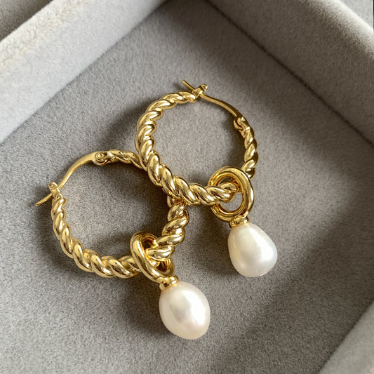 Twist Pearl Drop Earrings