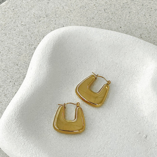 Square Crush Gold Plated Earrings