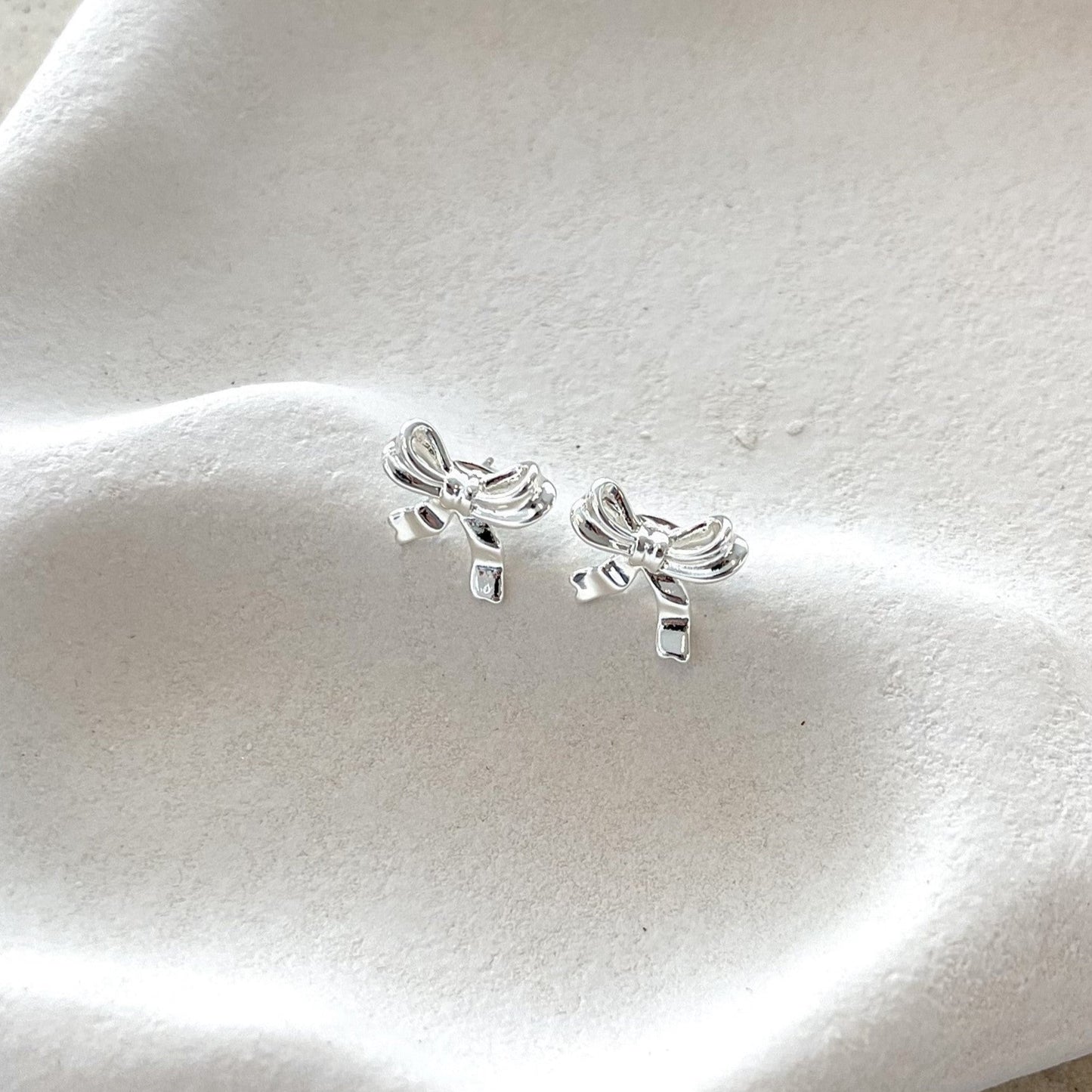 Bow Stud Sterling Silver Plated Earrings