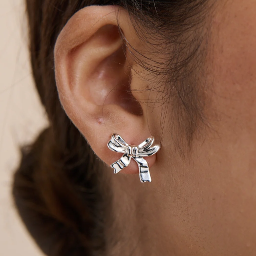 Bow Stud Sterling Silver Plated Earrings